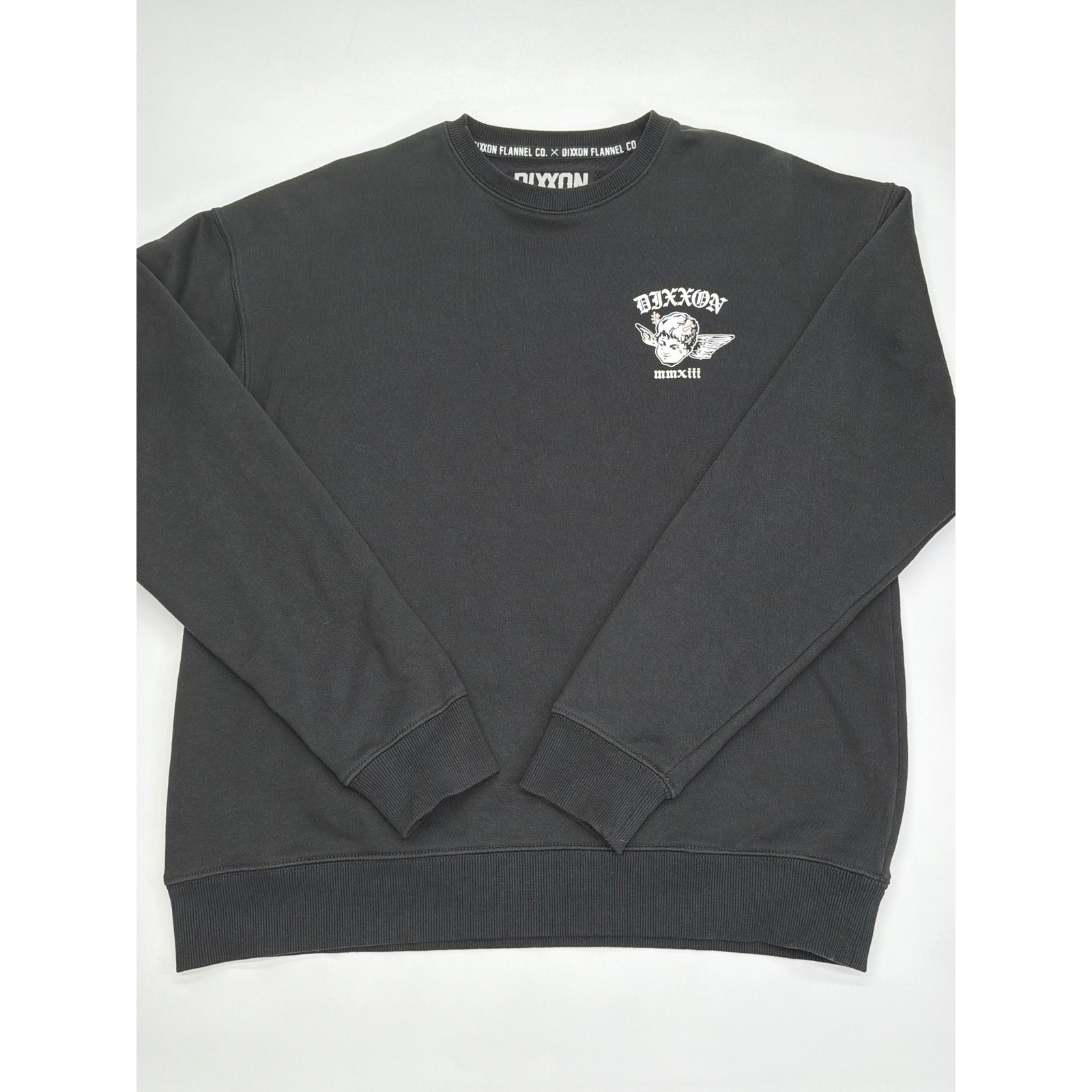 Dixxon Flannel Co Mens Black Cherub Graphic Crewneck Sweatshirt Size Medium
